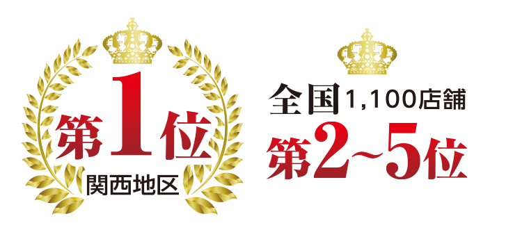 関西地区第1位　全国1100店舗第2～5位